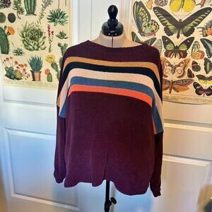 American Eagle Soft Burgundy Striped Sweater